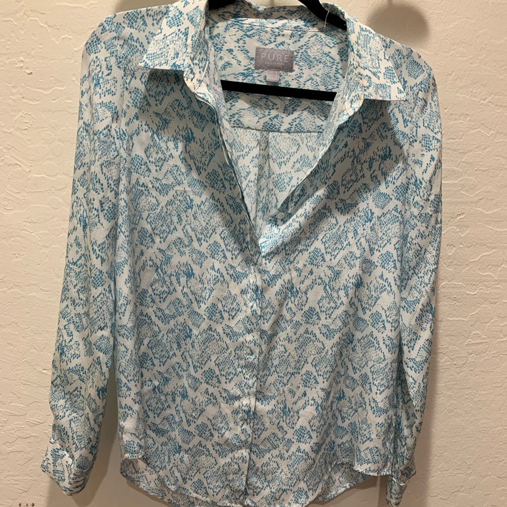 100% Silk Python Button-Up Blouse
